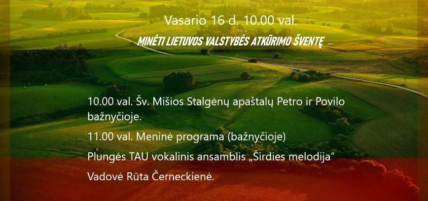 Lietuvos valstybės atkūrimo dienos minėjimas Stalgėnuose