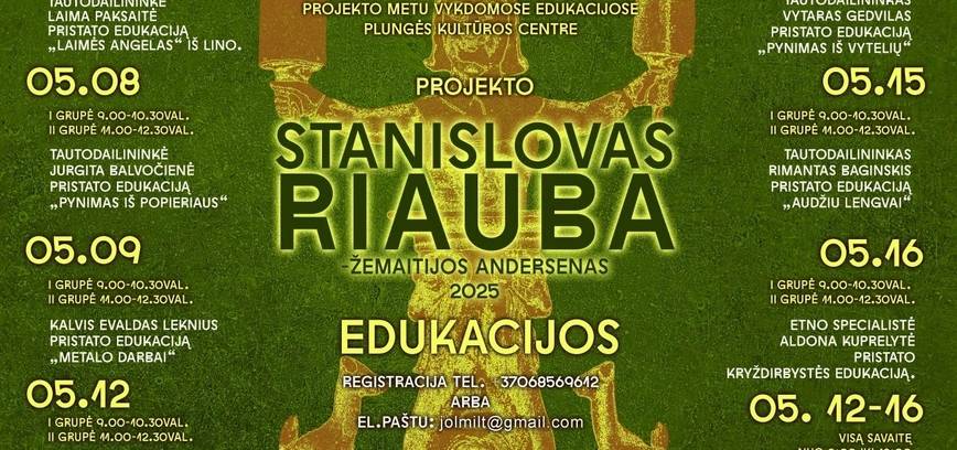 Projekto „Stanislovas Riauba - Žemaitijos Andersenas 2025“ edukacijos