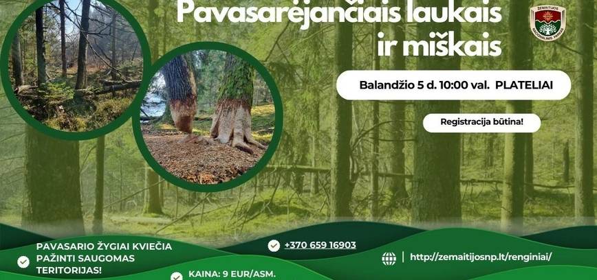 „Pavasarėjančiais laukais ir miškais“ pėsčiųjų žygis Žemaitijos nacionaliniame parke