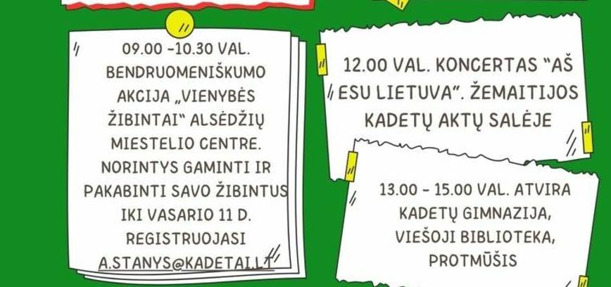 Lietuvos valstybės atkūrimo dienos minėjimas Alsėdžiuose