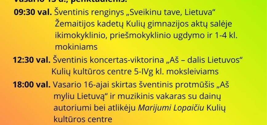 Lietuvos valstybės atkūrimo dienos minėjimas Kuliuose