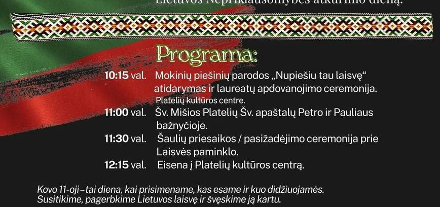Lietuvos Nepriklausomybės atkūrimo dienos minėjimas Plateliuose