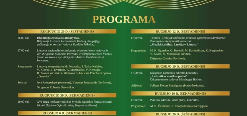 XXI TARPTAUTINIS MYKOLO OGINSKIO FESTIVALIS