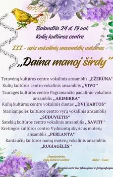 III-asis vokalinių ansamblių vakaras „Daina manoj širdy“