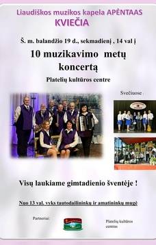 Liaudiškos muzikos kapelos „Apėntaas“ 10 muzikavimo metų koncertas