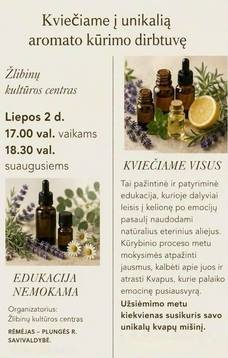 Aromato kūrimo dirbtuvės