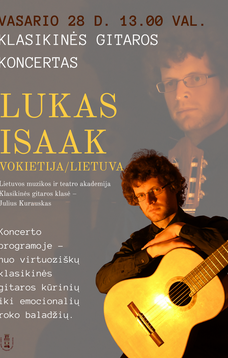Klasikinės gitaros koncertas Plungėje: LUKAS ISAAK