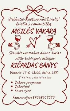Meilės vakaras restorane „Linelis“