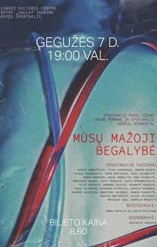Plungės kultūros centro teatro „Saula“ jaunimo grupės spektaklis „MŪSŲ MAŽOJI BEGALYBĖ“