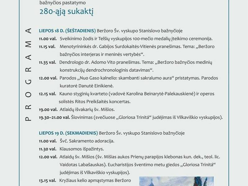 Nuo Gaso kalnelio: skambanti sakralumo aura | Beržoro Šv. Vyskupo Stanislovo bažnyčios 280 metų sukaktis