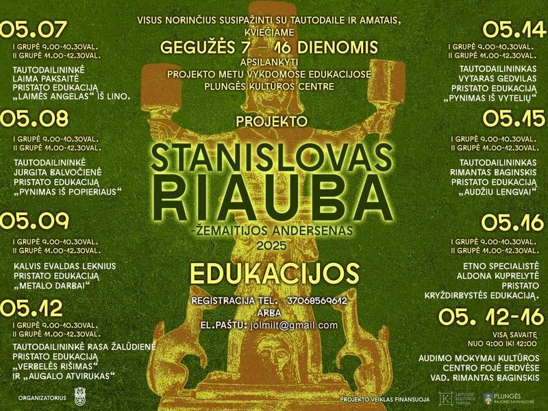 Projekto „Stanislovas Riauba - Žemaitijos Andersenas 2025“ edukacijos