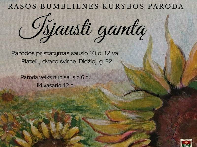 Rasos Bumblienės kūrybos parodos „Išjausti gamtą“ pristatymas