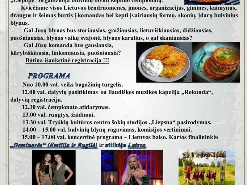 Bulvinių blynų kepimo čempionatas Prūsaliuose