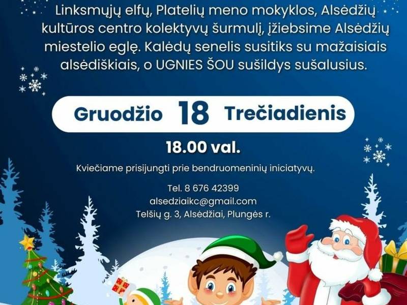 Kalėdų eglutės įžiebimo šventė Alsėdžiuose