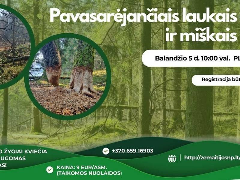 „Pavasarėjančiais laukais ir miškais“ pėsčiųjų žygis Žemaitijos nacionaliniame parke