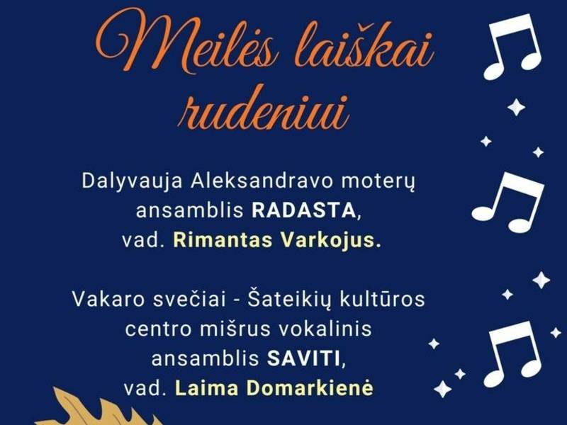 Romansų vakaras „Meilės laiškai rudeniui“