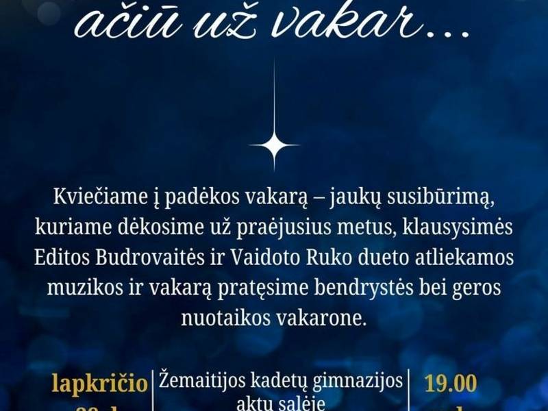 Padėkos vakaras „Ačiū už vakar“