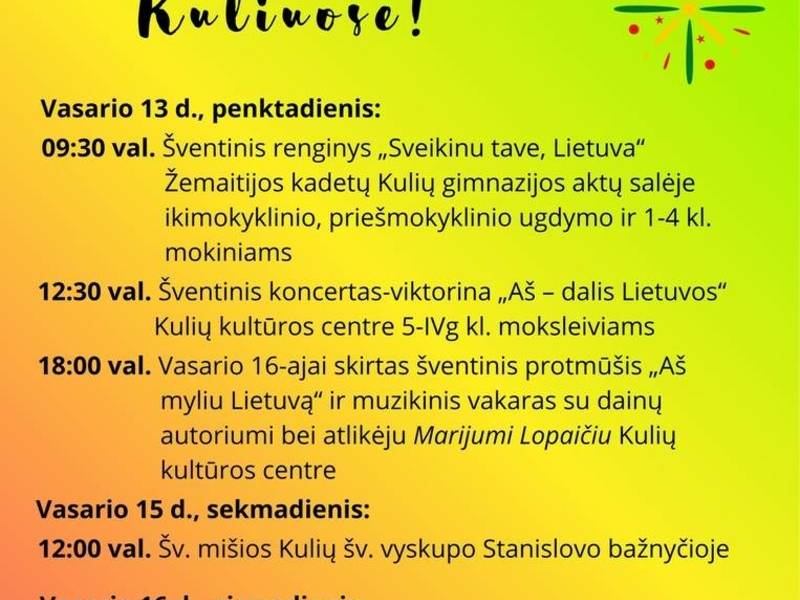 Lietuvos valstybės atkūrimo dienos minėjimas Kuliuose