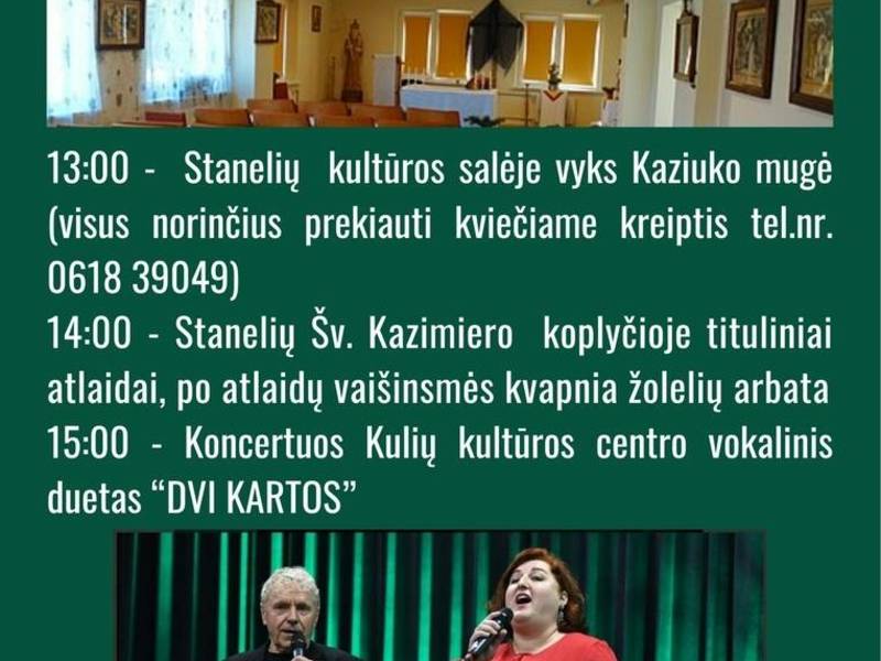 Šv. Kazimiero atlaidai ir Kaziuko mugė Staneliuose