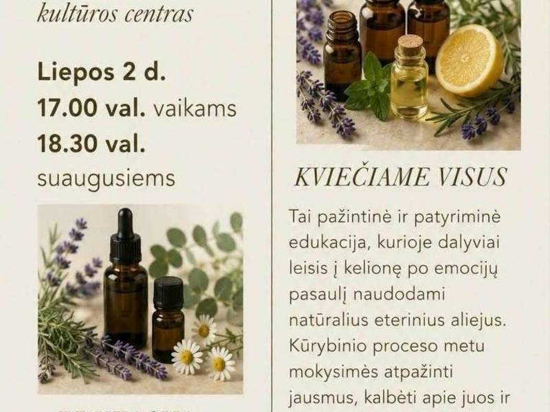 Aromato kūrimo dirbtuvės