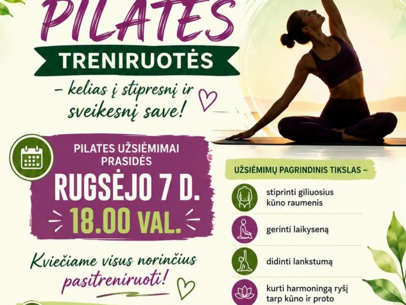 ,,Kelias į sveikatą'' veikla - pilates treniruočių užsiemimai 