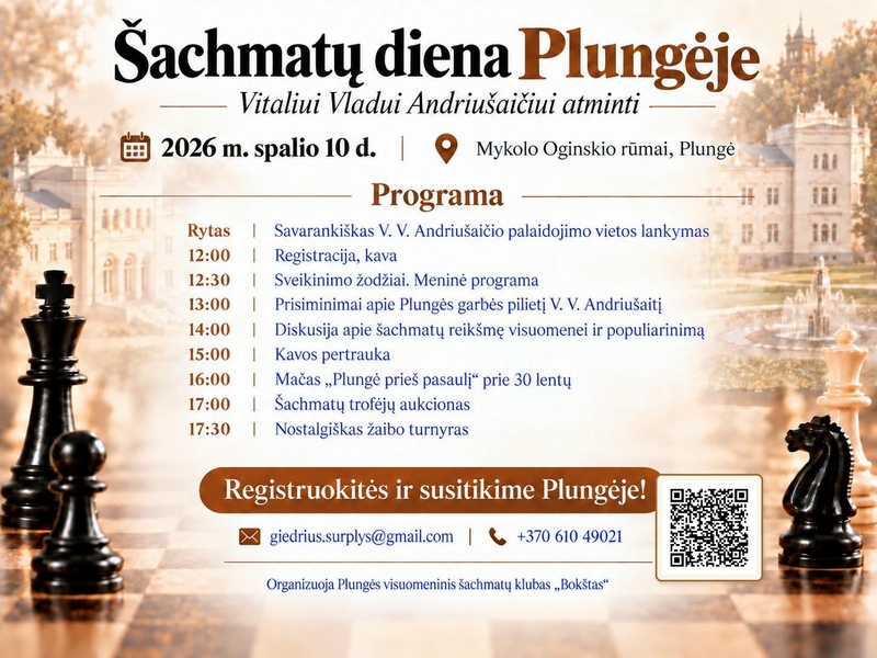 Šachmatų diena mokytojui Vitaliui Andriušaičiui pagerbti