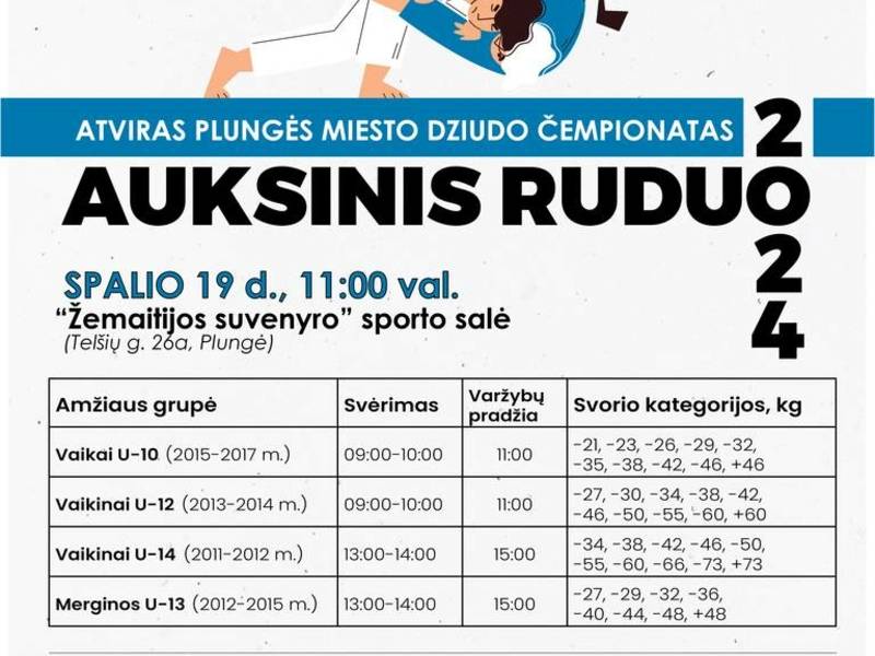Atviras Plungės miesto dziudo čempionatas „Auksinis ruduo 2024“