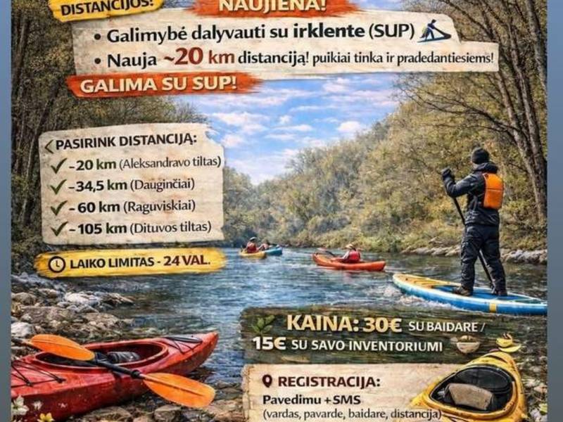 Ištvermės plaukimas baidare Minijos upe 2026!