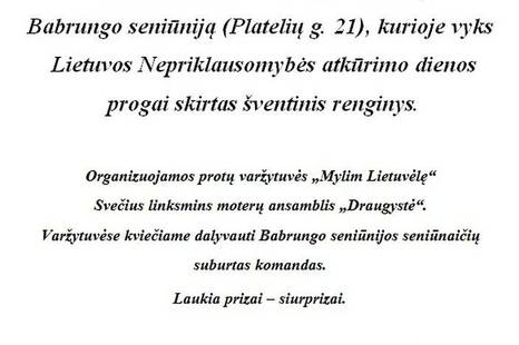 Lietuvos nepriklausomybės atkūrimo dienos minėjimas Babrungo seniūnijoje