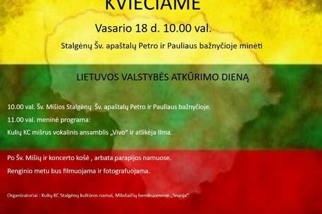 Lietuvos valstybės atkūrimo dienos minėjimas Stalgėnuose